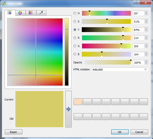 The colour picker in QGIS