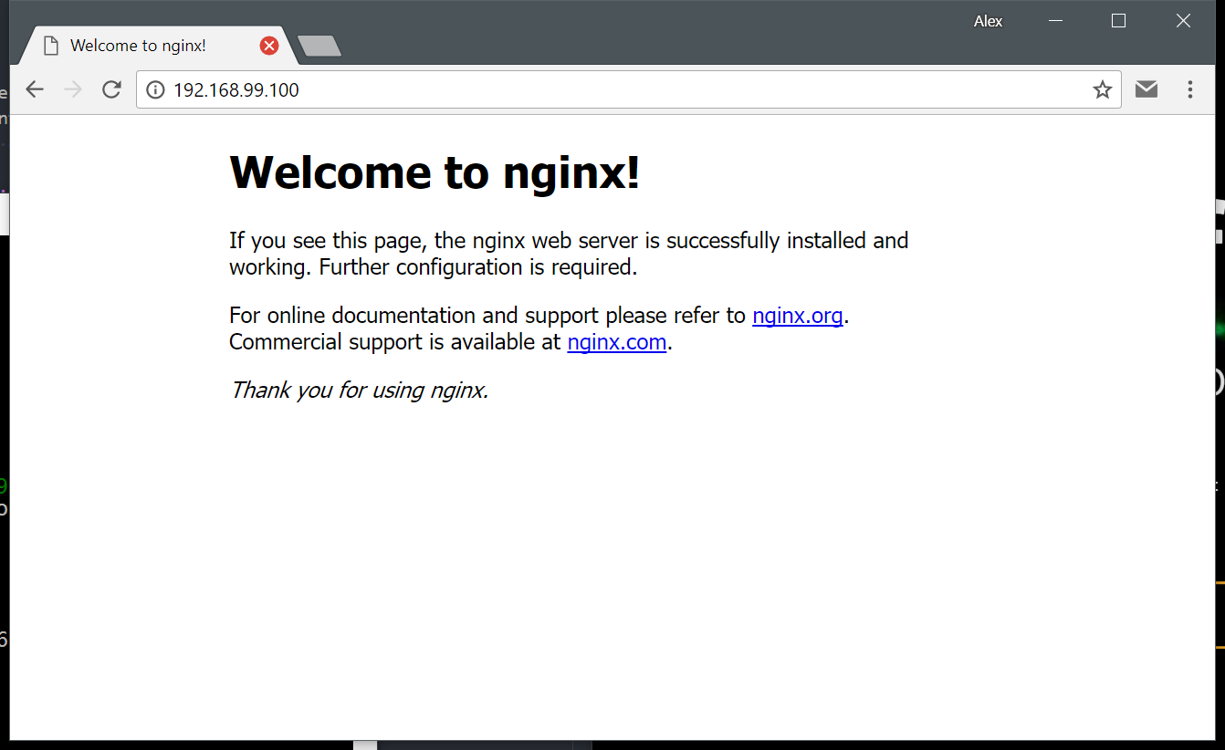 Screenshot of the nginx welcome screen.